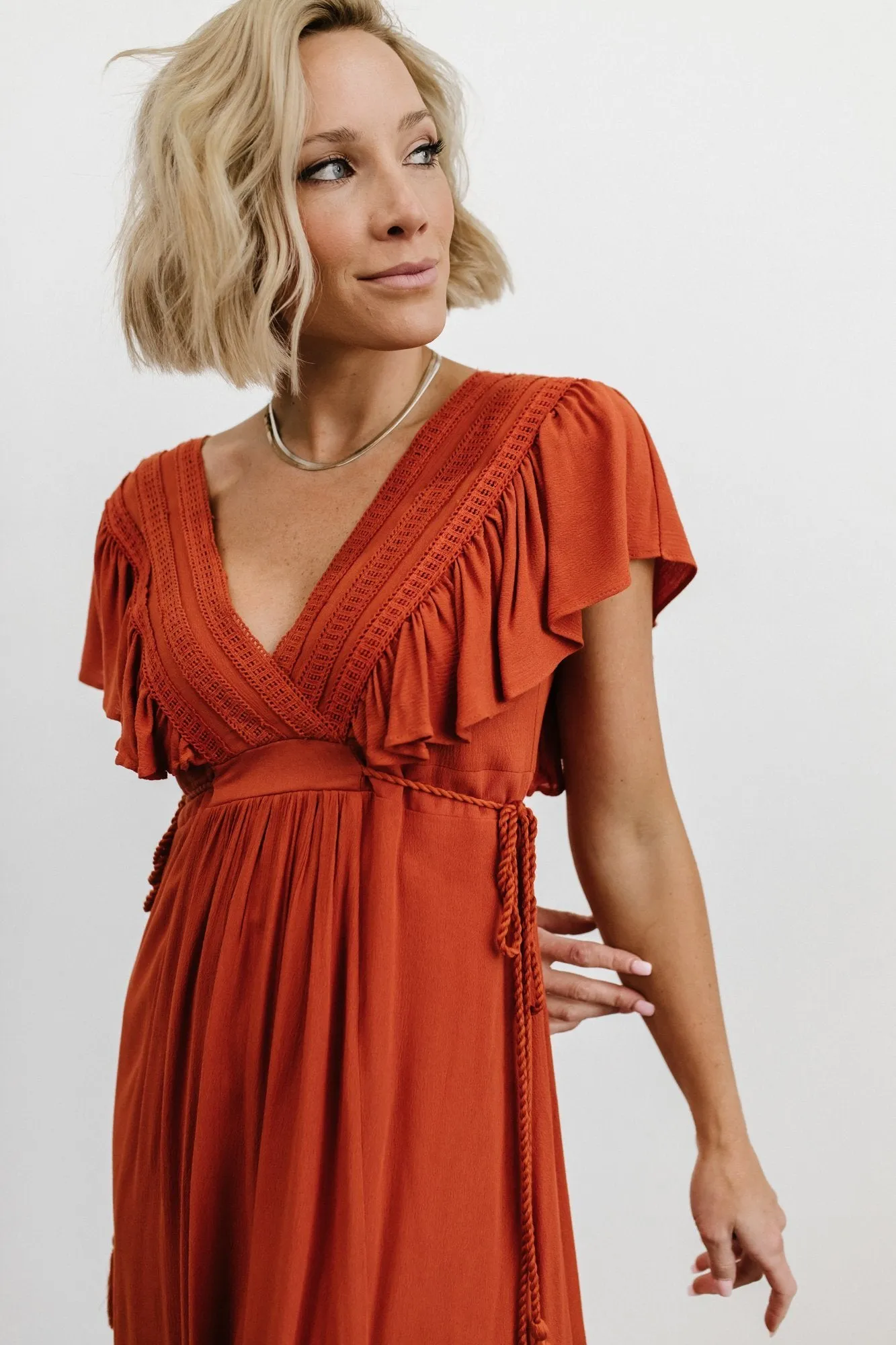 Jennifer Deep V Maxi Dress | Rust sold by Baltic Born product image thumbnail 3