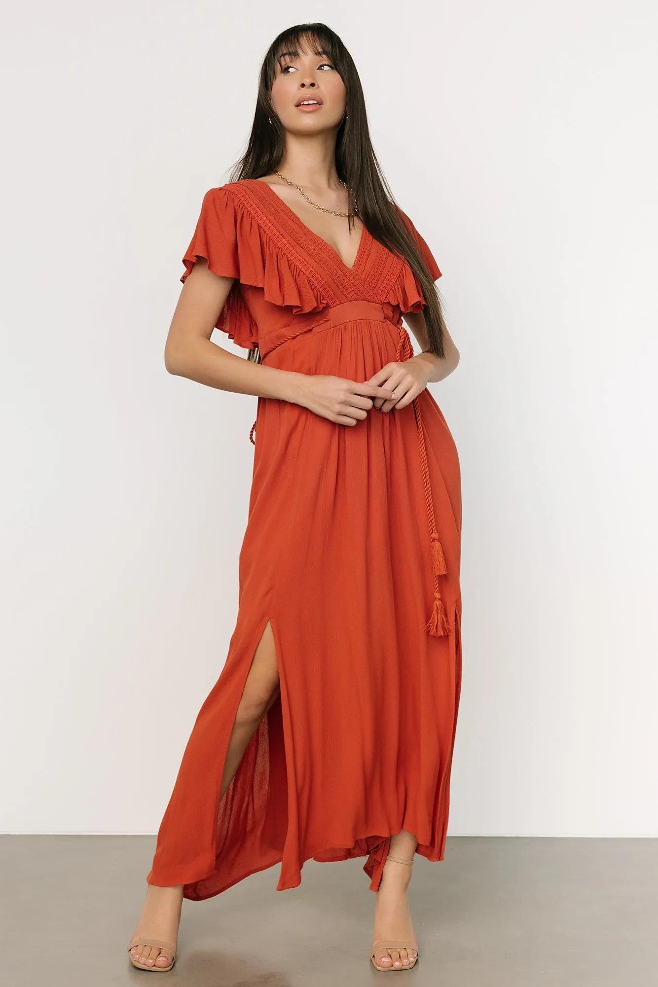 Jennifer Deep V Maxi Dress | Rust sold by Baltic Born product image thumbnail 2