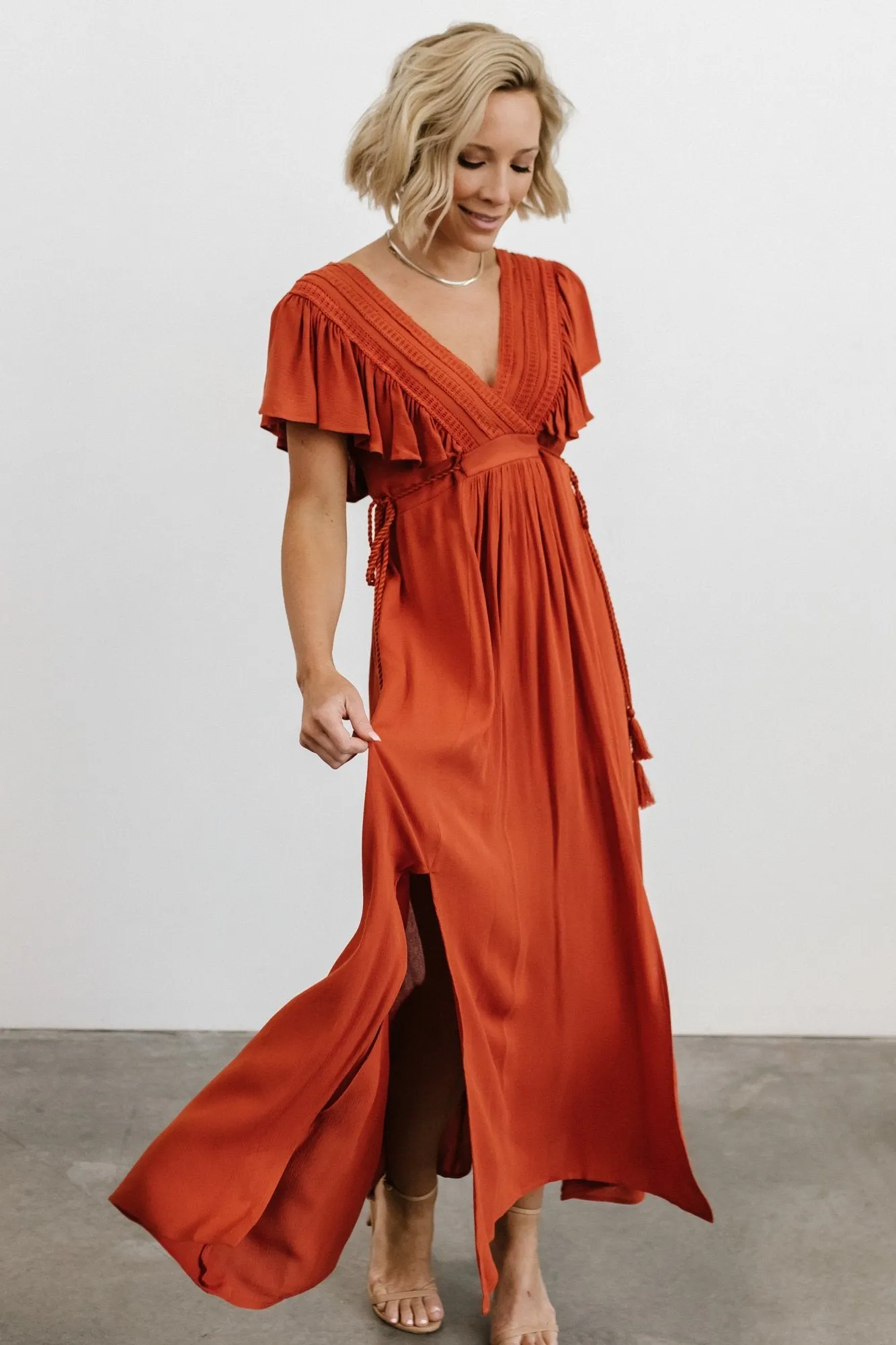 Jennifer Deep V Maxi Dress | Rust sold by Baltic Born product image thumbnail 5