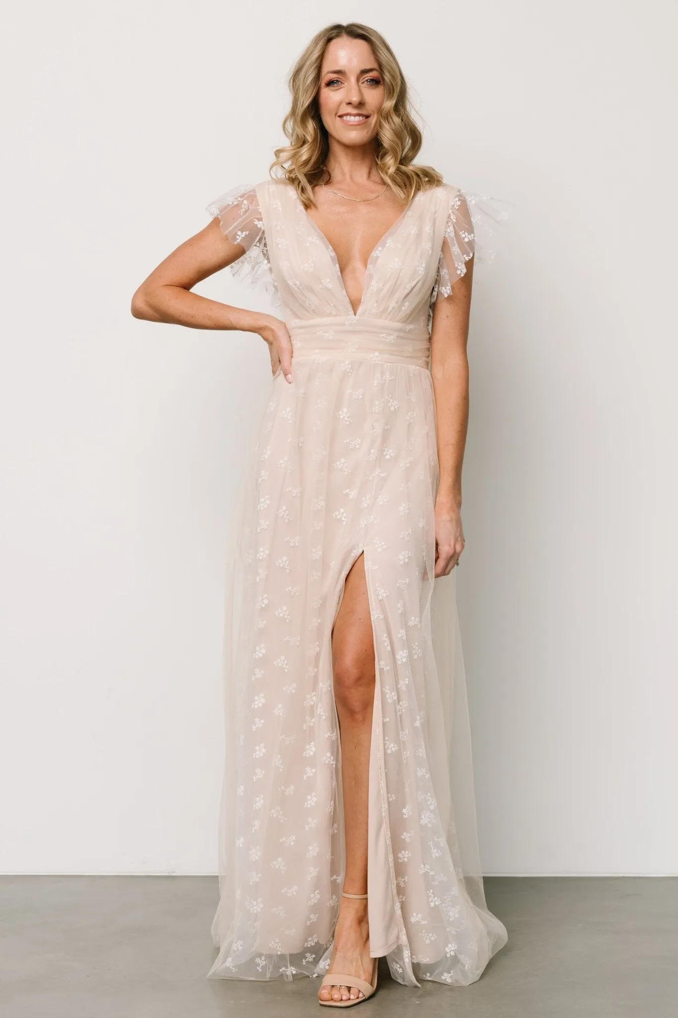 Caterina Tulle Maxi Dress | Natural + White sold by Baltic Born