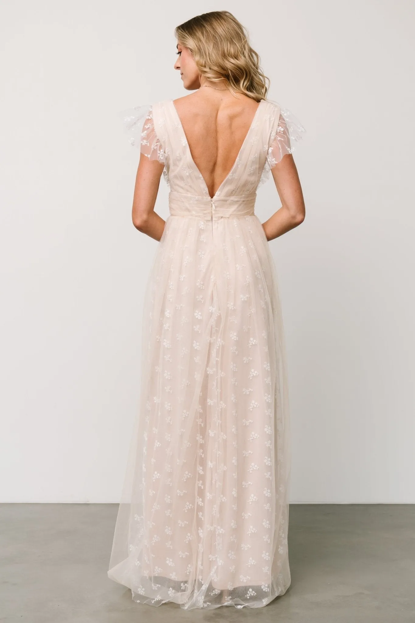 Caterina Tulle Maxi Dress | Natural + White sold by Baltic Born product image thumbnail 2