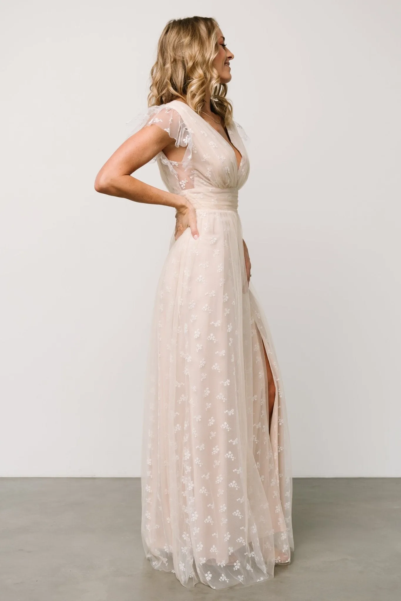Caterina Tulle Maxi Dress | Natural + White sold by Baltic Born product image thumbnail 3