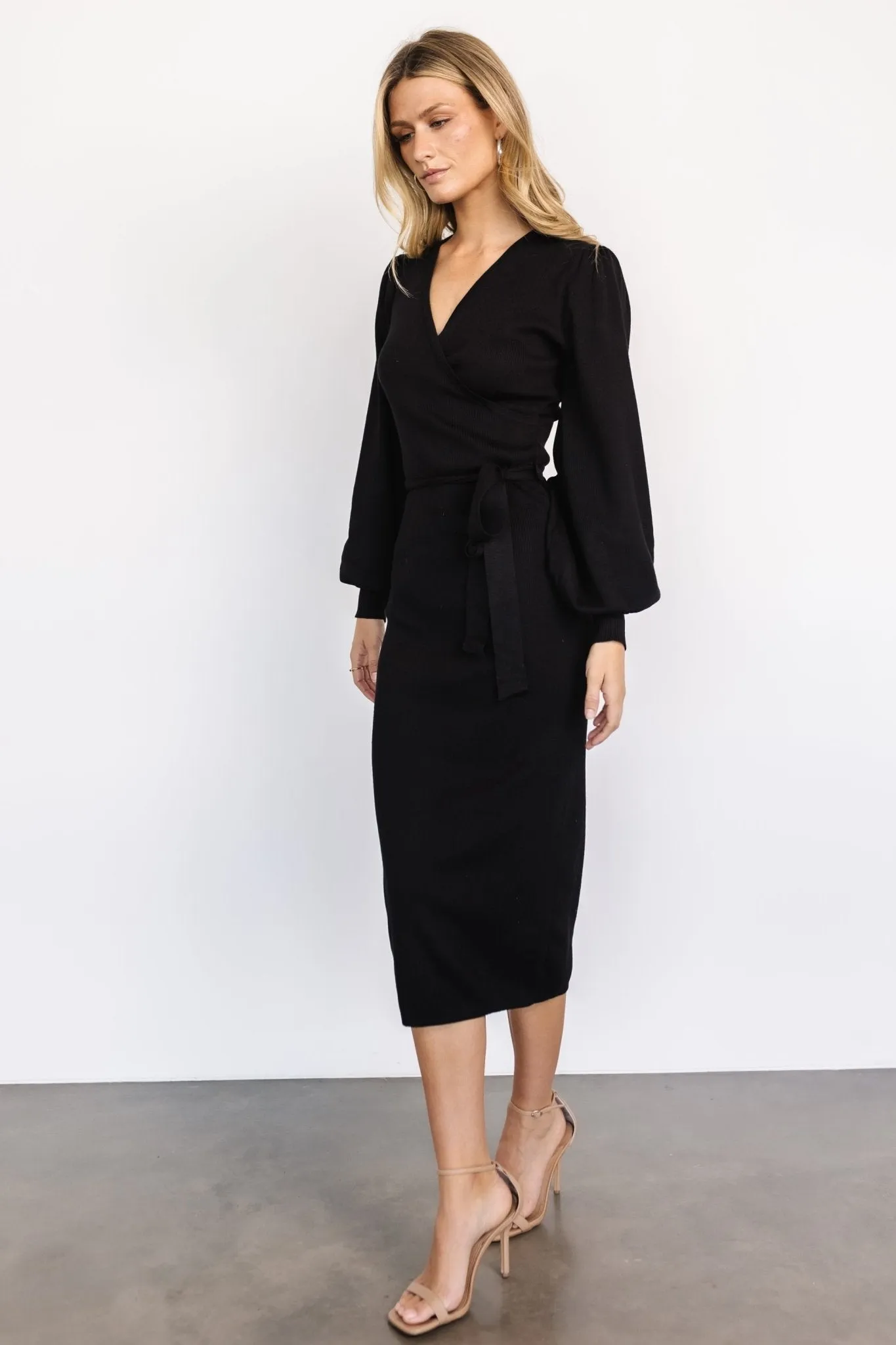 Soho Bubble Sleeve Sweater Dress | Black sold by Baltic Born product image thumbnail 5