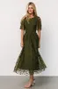 Kendra Embroidered Dress | Olive sold by Baltic Born