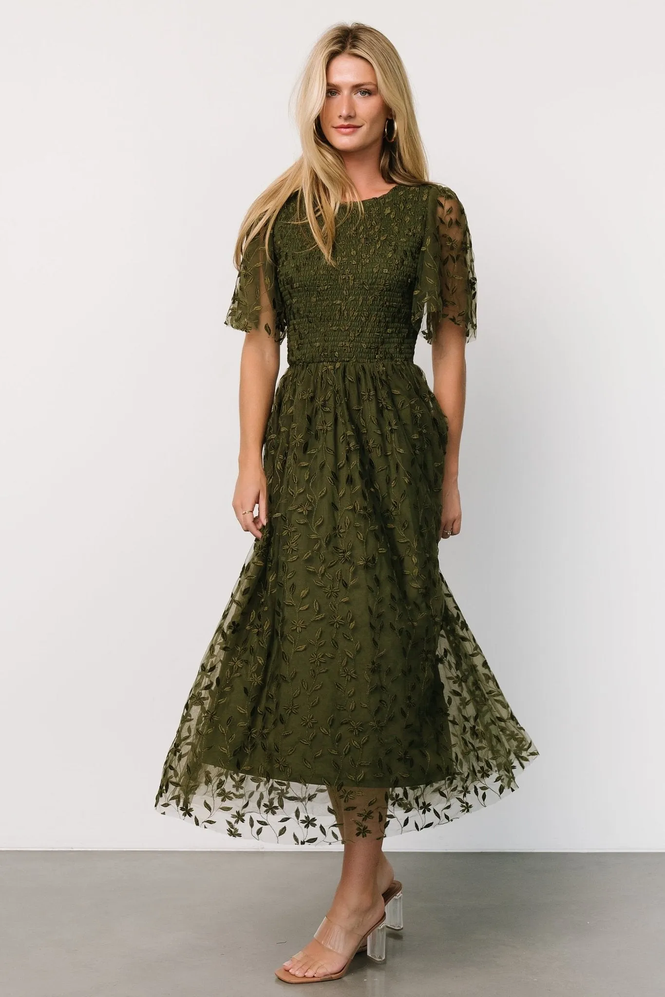 Kendra Embroidered Dress | Olive sold by Baltic Born product image thumbnail 5