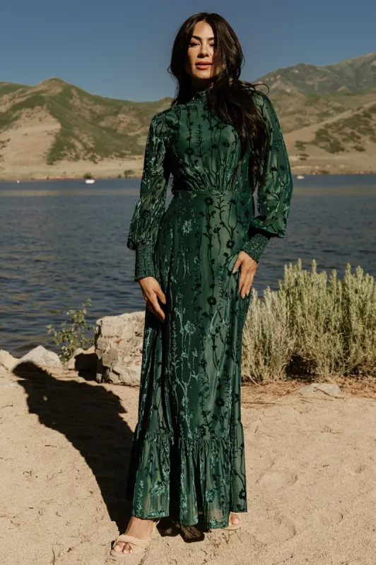 Penelope Velvet Maxi Dress | Emerald sold by Baltic Born