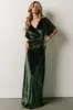 Meghan Velvet Wrap Maxi Dress | Deep Green sold by Baltic Born