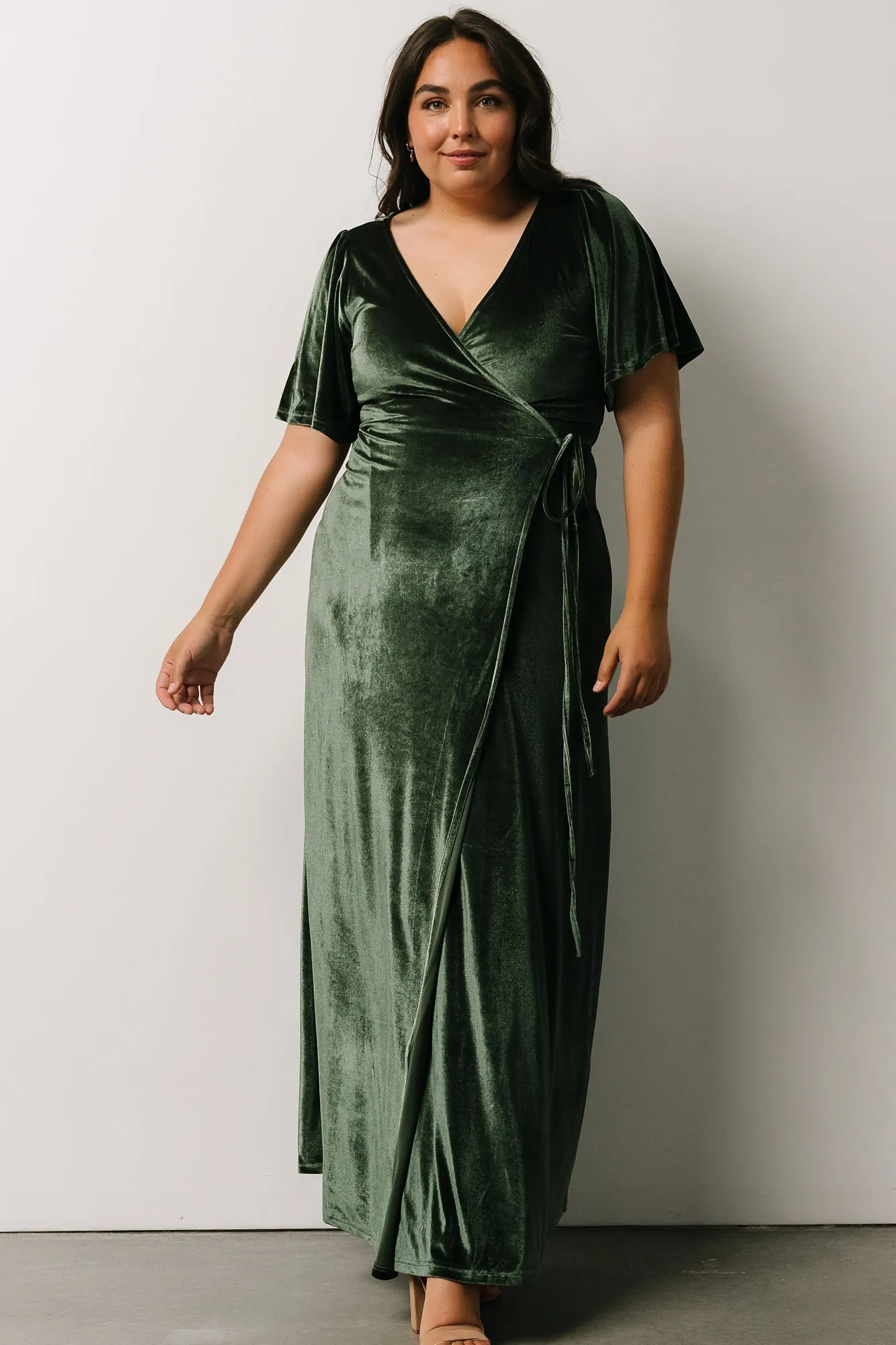 Meghan Velvet Wrap Maxi Dress | Deep Green sold by Baltic Born product image thumbnail 5