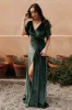 Meghan Velvet Wrap Maxi Dress | Deep Green sold by Baltic Born