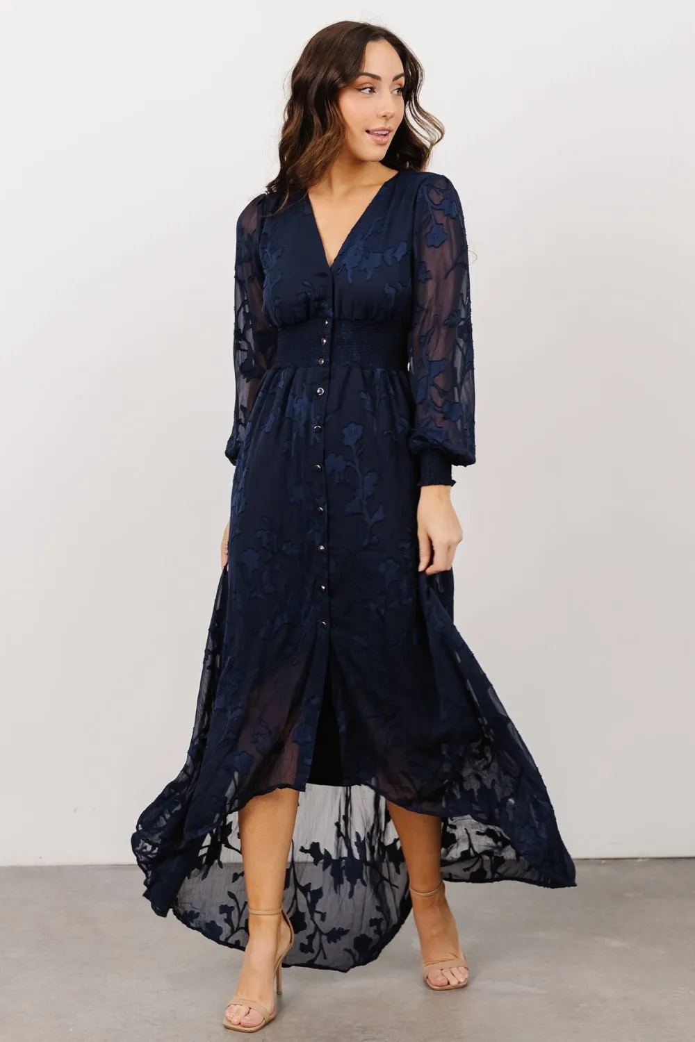 Mayfair High Low Maxi Dress | Navy sold by Baltic Born