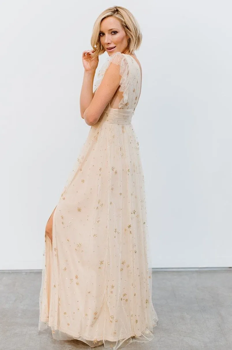 Nova Shimmer Maxi Dress | Gold sold by Baltic Born product image thumbnail 4