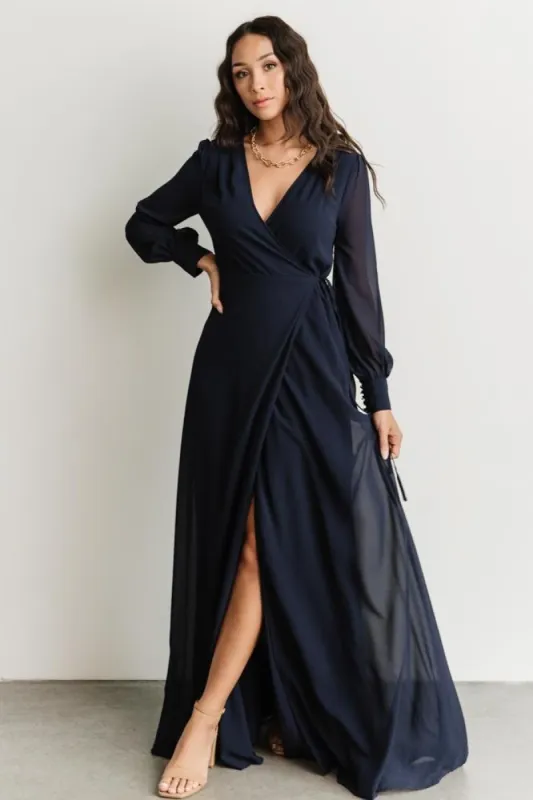 Kelsey Wrap Dress | Navy sold by Baltic Born