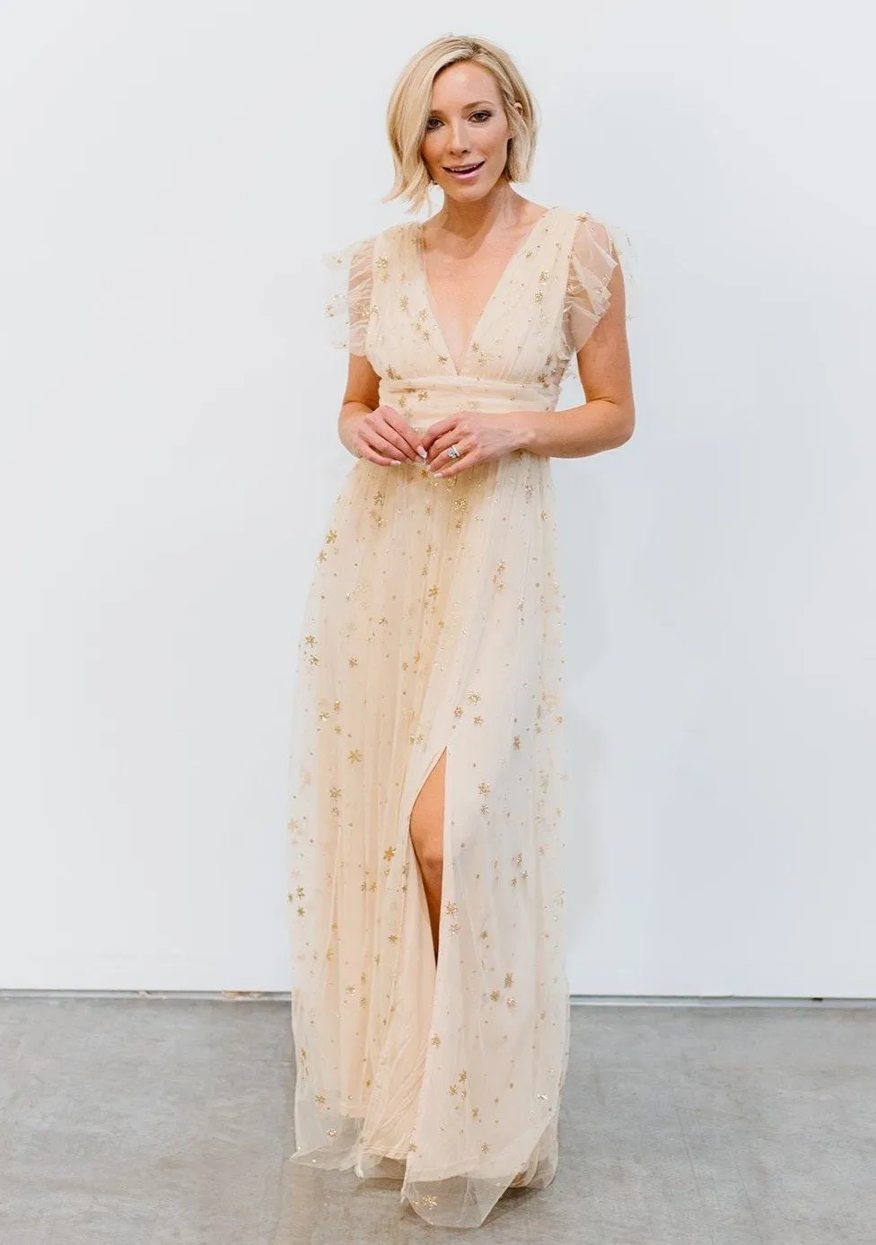 Nova Shimmer Maxi Dress | Gold sold by Baltic Born product image thumbnail 3