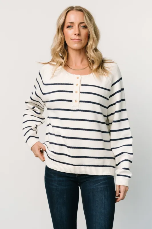 Julien Striped Sweater | Cream + Navy sold by Baltic Born