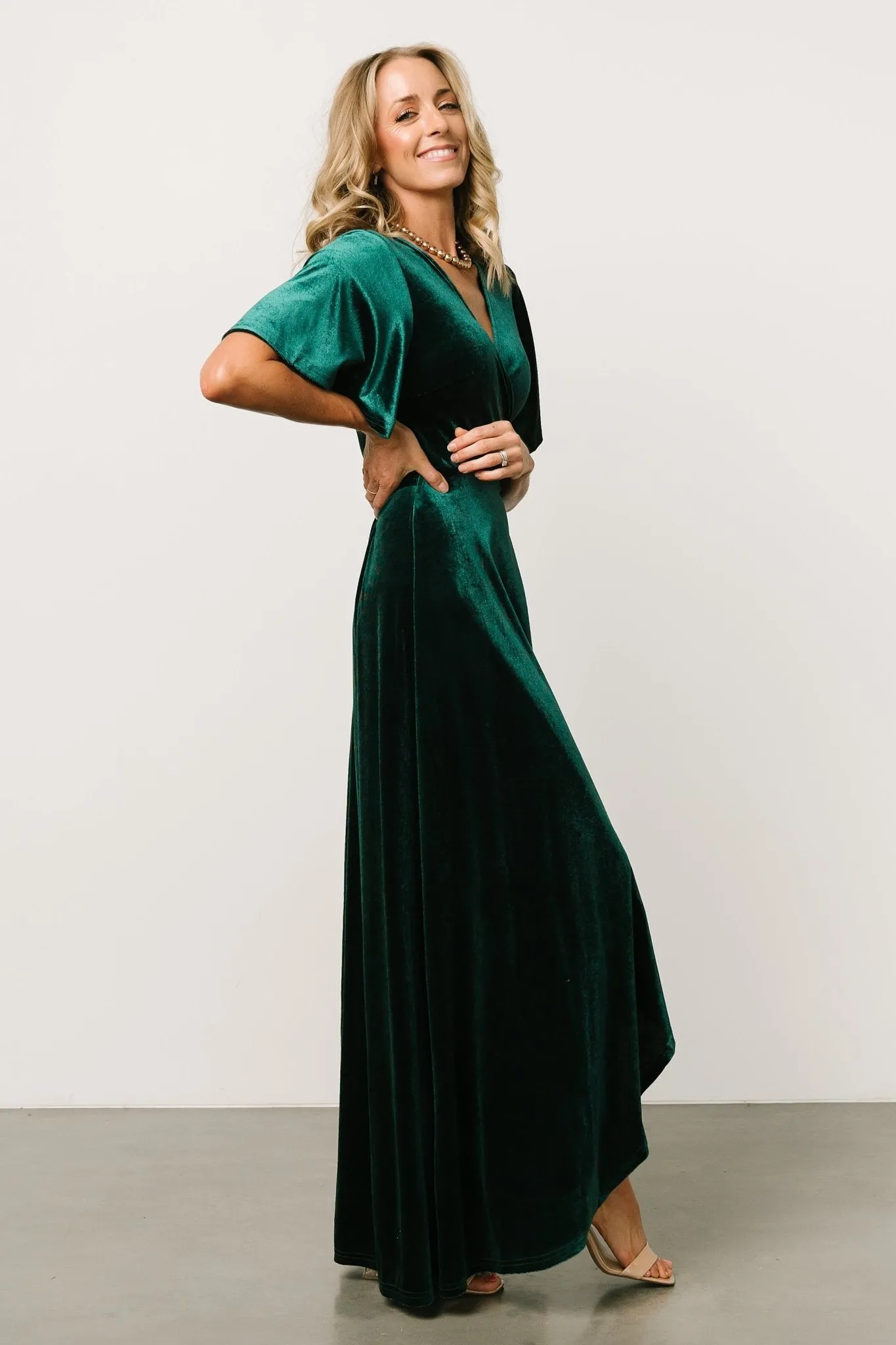 Maella Velvet Wrap Dress | Emerald sold by Baltic Born product image thumbnail 3