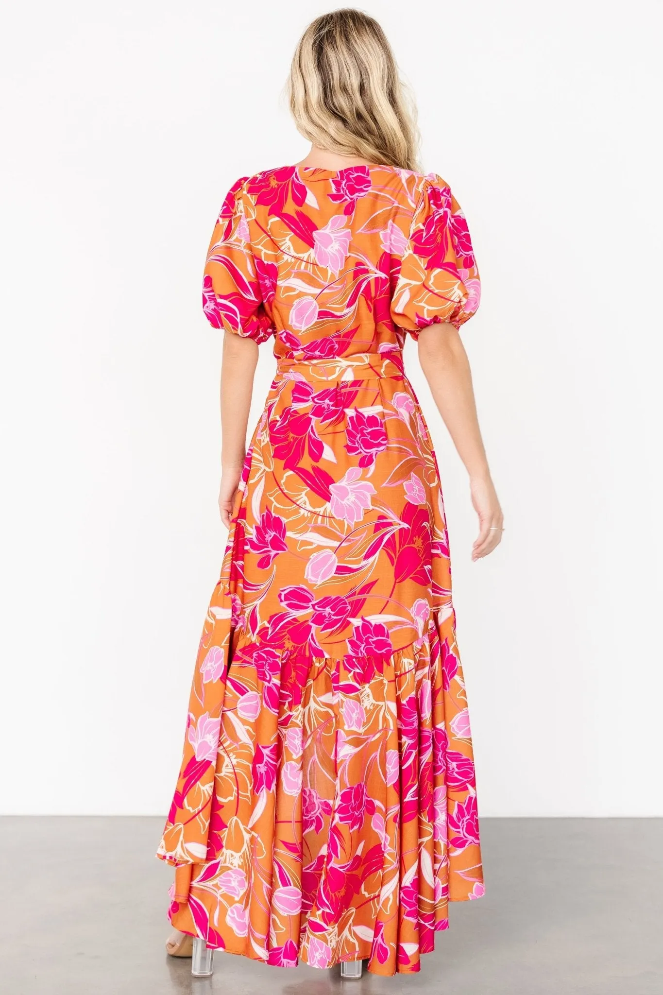 Lori Maxi Dress | Orange + Pink Floral sold by Baltic Born product image thumbnail 5