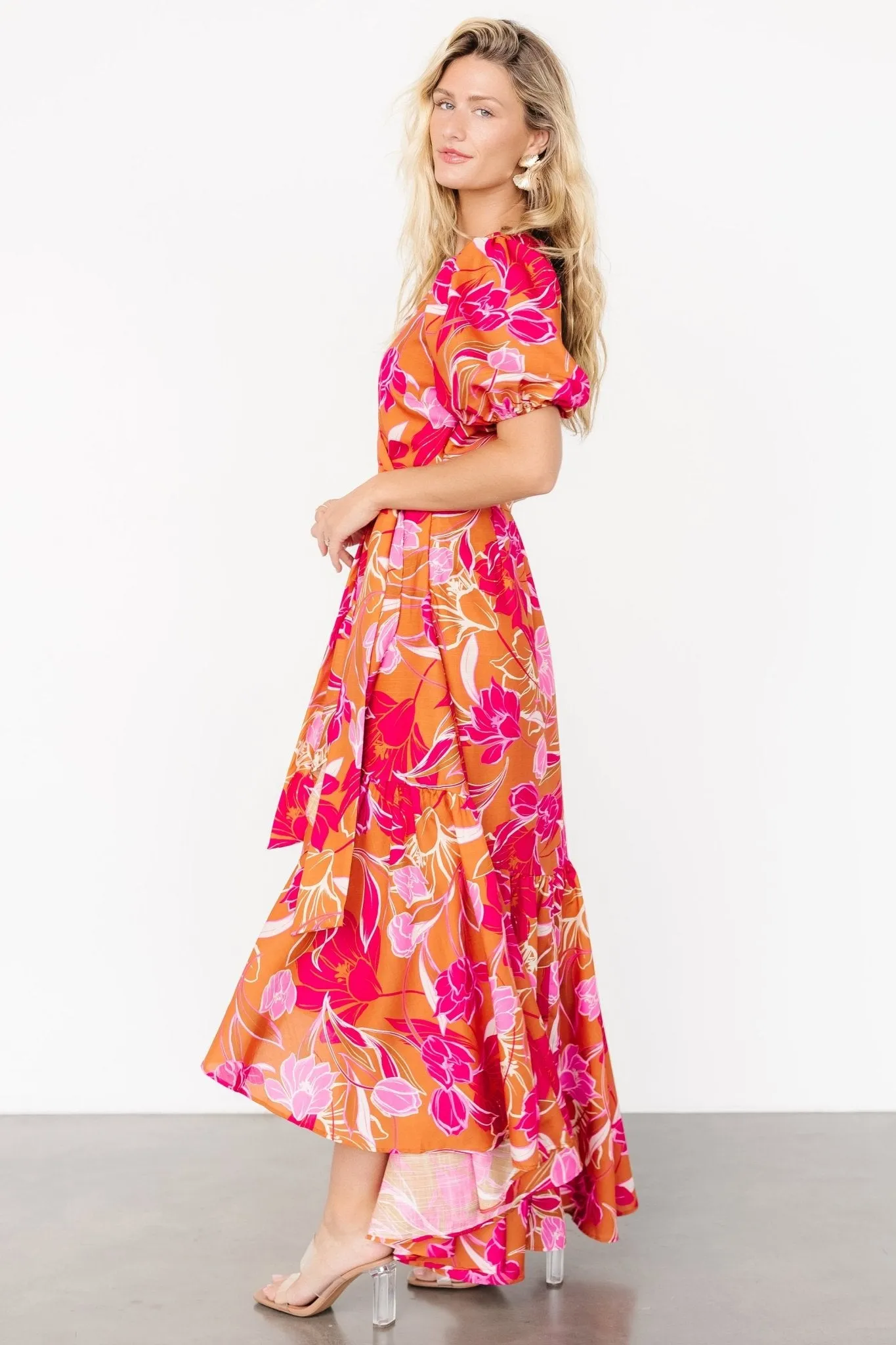 Lori Maxi Dress | Orange + Pink Floral sold by Baltic Born product image thumbnail 3