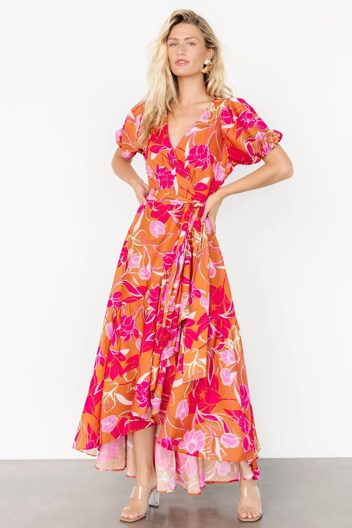 Lori Maxi Dress | Orange + Pink Floral sold by Baltic Born product image thumbnail 4
