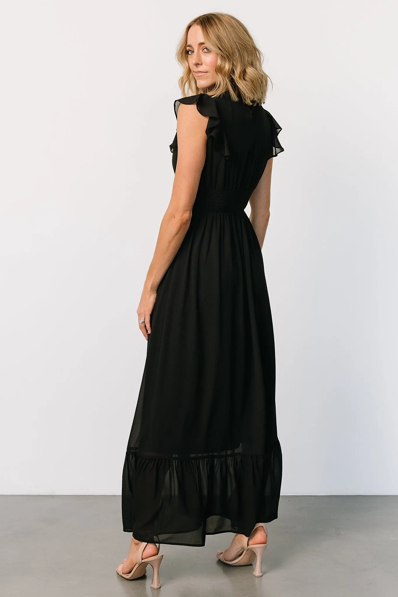 Kearny Ruffle Maxi Dress | Black sold by Baltic Born product image thumbnail 4