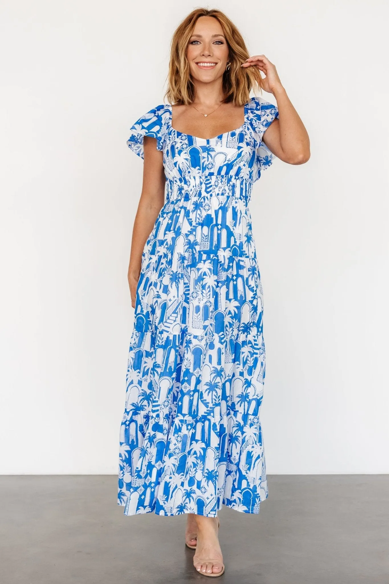 Catira Maxi Dress | Blue + White sold by Baltic Born