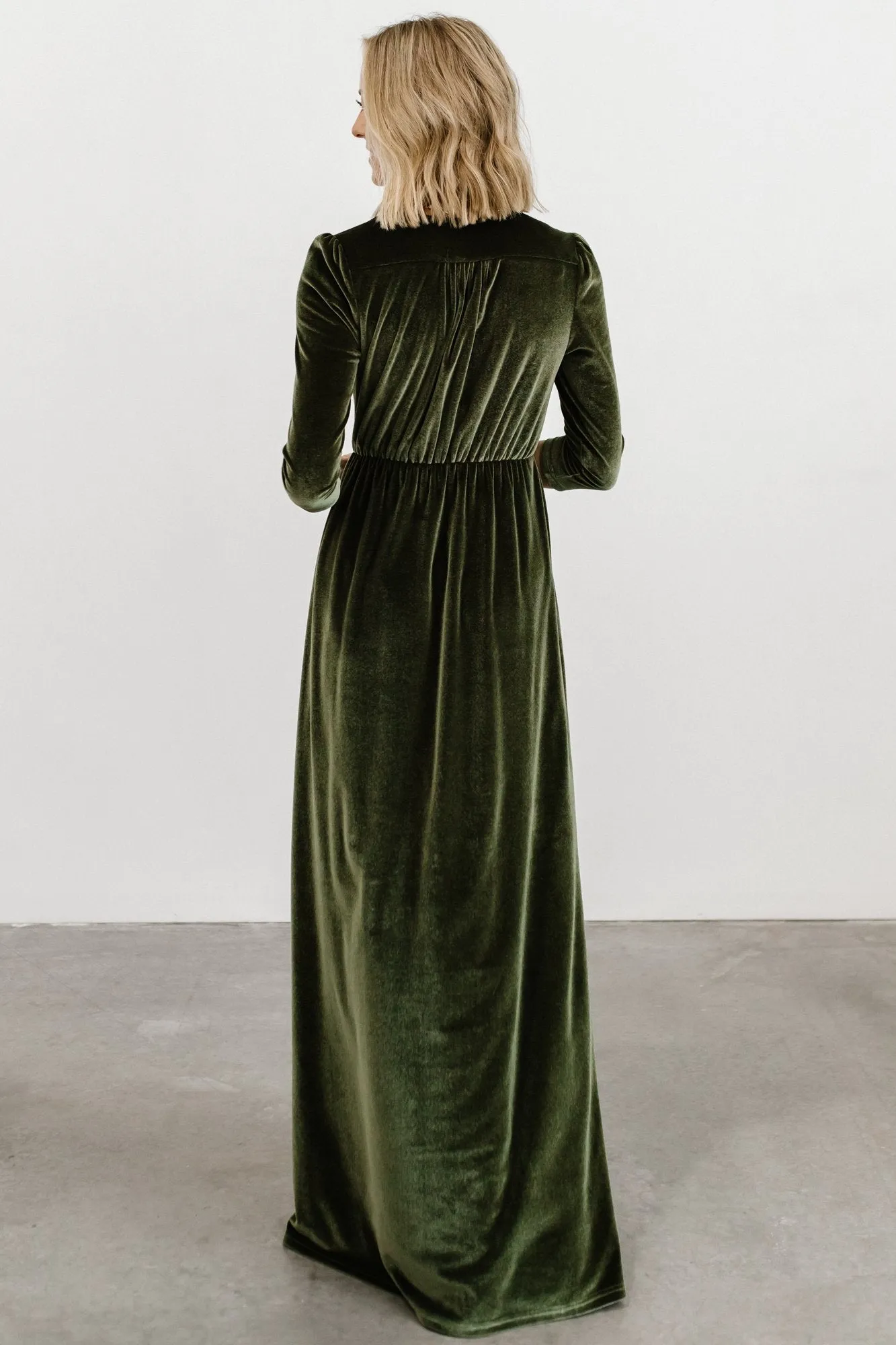 Sofia Velvet Maxi Dress | Olive sold by Baltic Born product image thumbnail 4