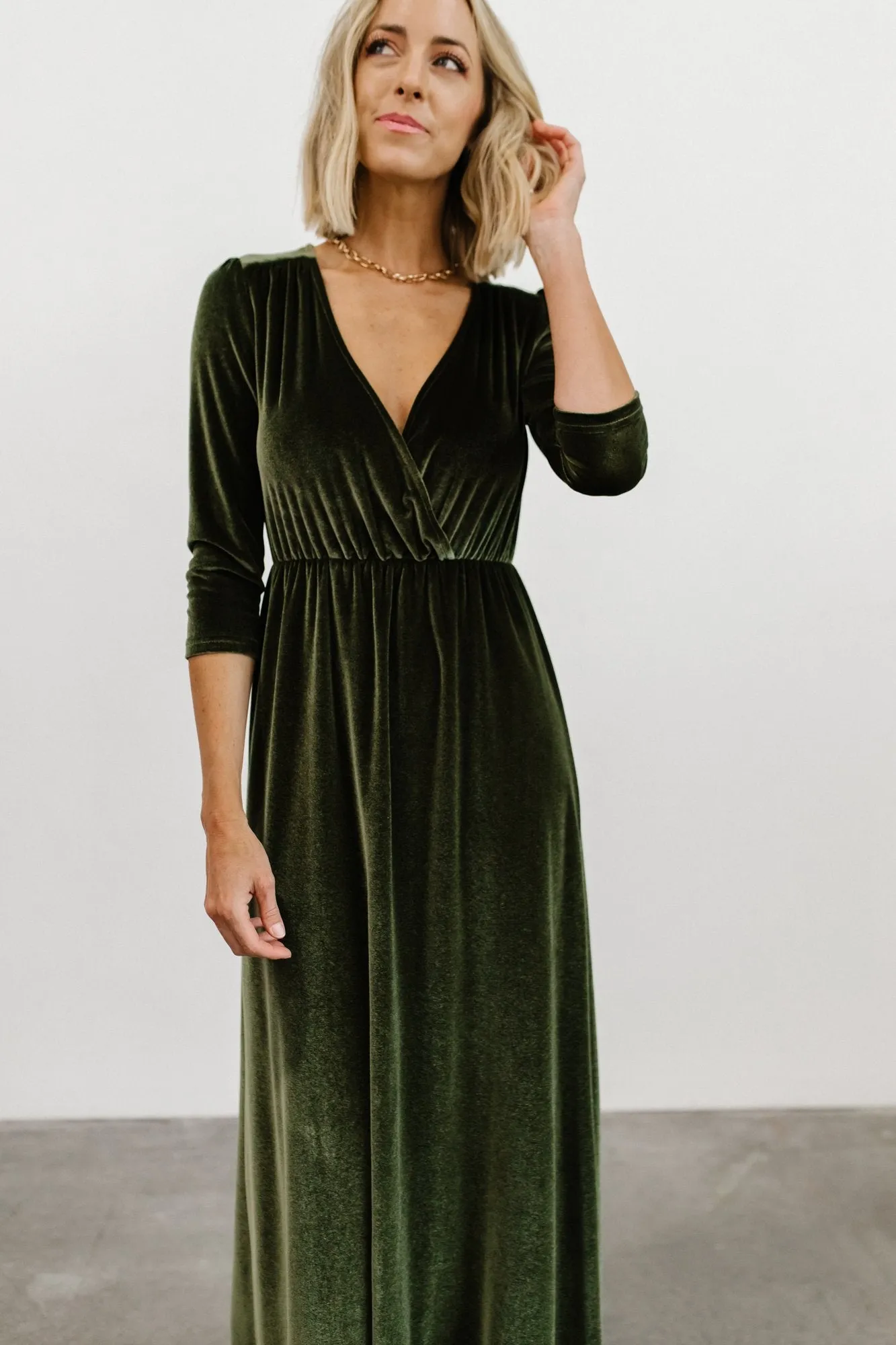 Sofia Velvet Maxi Dress | Olive sold by Baltic Born product image thumbnail 2