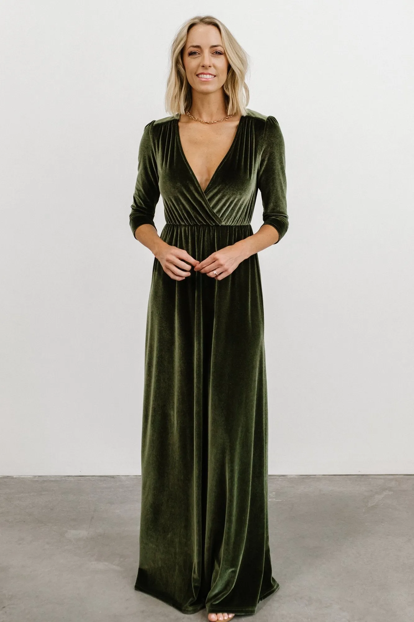 Sofia Velvet Maxi Dress | Olive sold by Baltic Born product image thumbnail 5