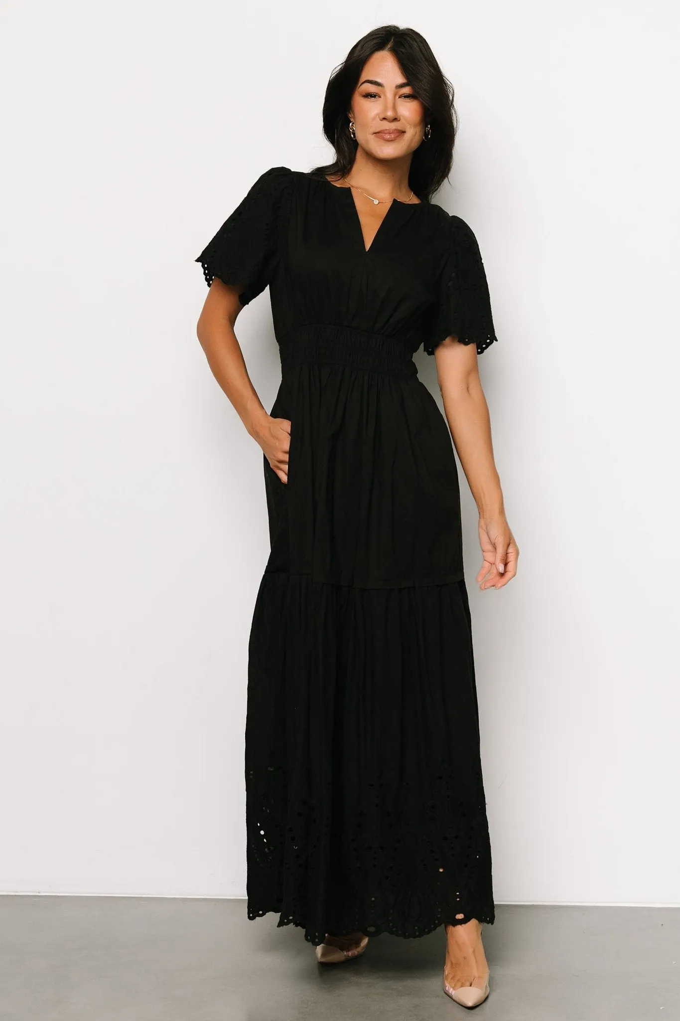 Annette Eyelet Maxi Dress | Black sold by Baltic Born