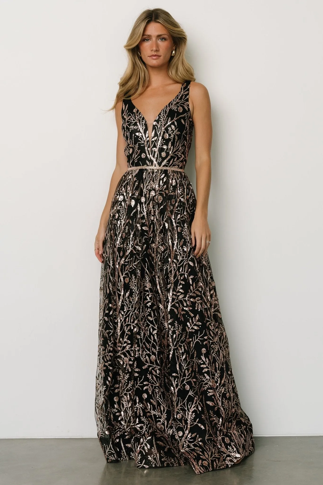 Skyla Glitter Gown | Black + Rose Gold sold by Baltic Born product image thumbnail 5