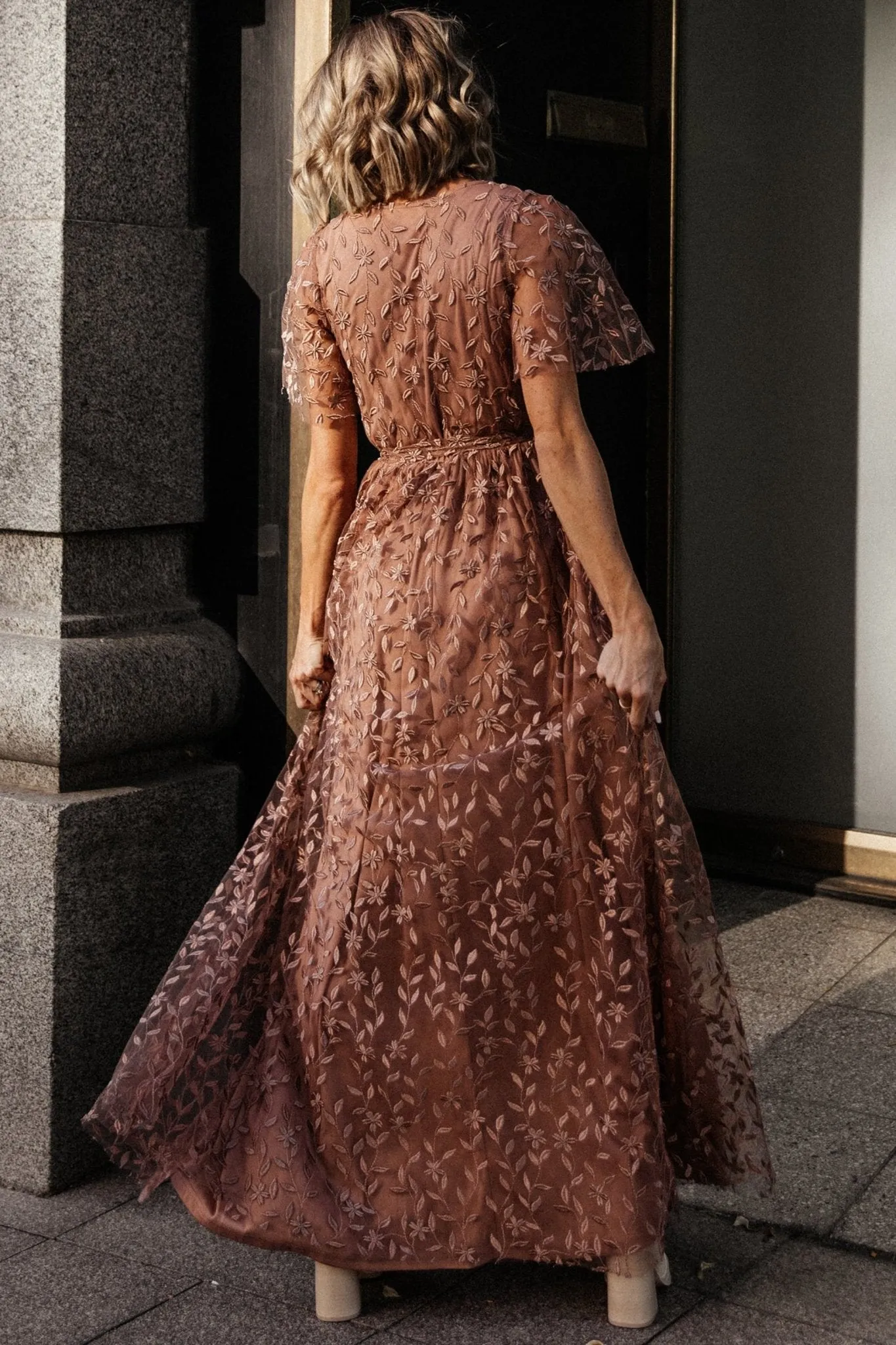 Marseille Embossed Maxi Dress | Nude Rose sold by Baltic Born product image thumbnail 5