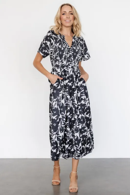 Annise Midi Dress | Black Floral sold by Baltic Born