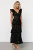 Margot Lace Tiered Maxi Dress | Black + Nude sold by Baltic Born