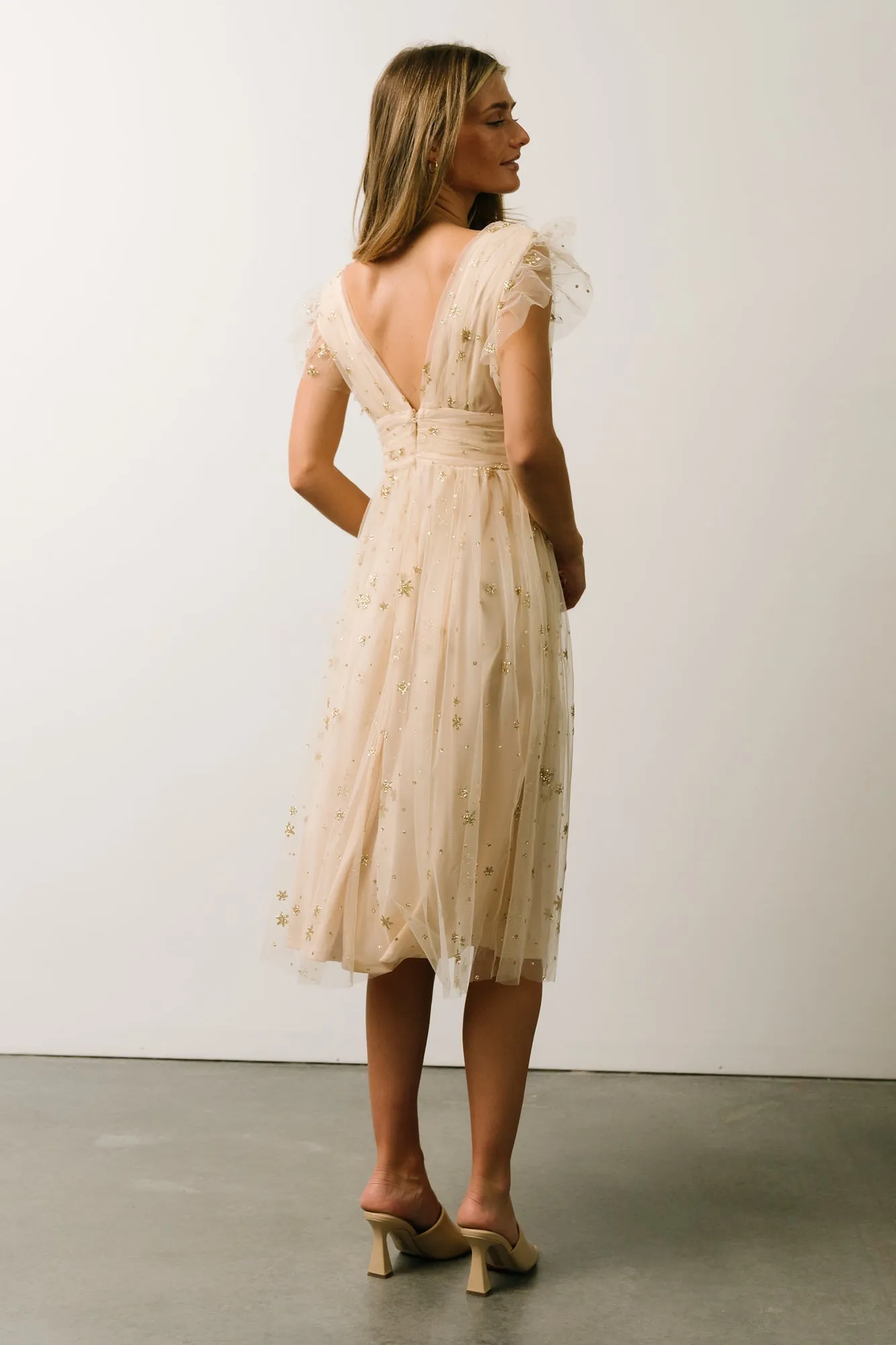 Chiara Shimmer Midi Dress | Gold sold by Baltic Born product image thumbnail 5