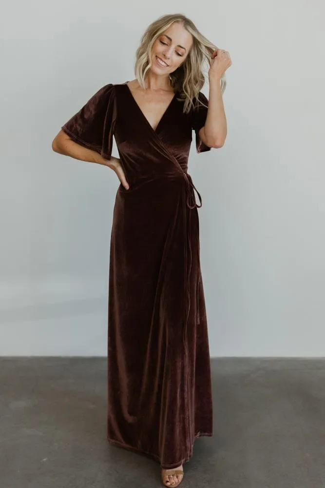 Meghan Velvet Wrap Maxi Dress | Dusty Plum sold by Baltic Born product image thumbnail 5