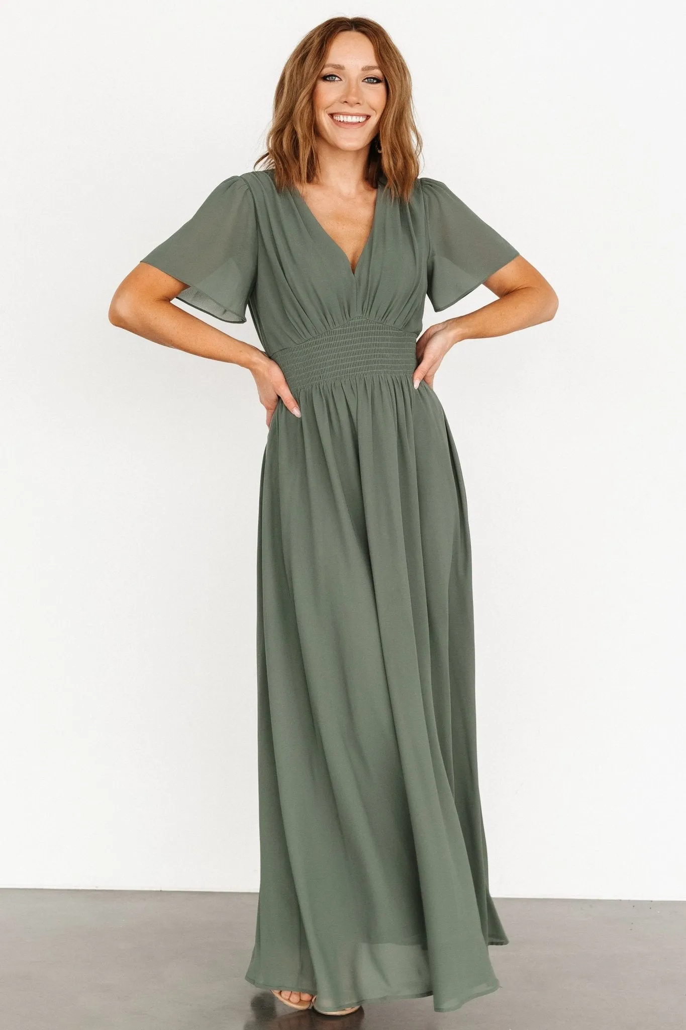 Birdie Maxi Dress | Dark Sage sold by Baltic Born