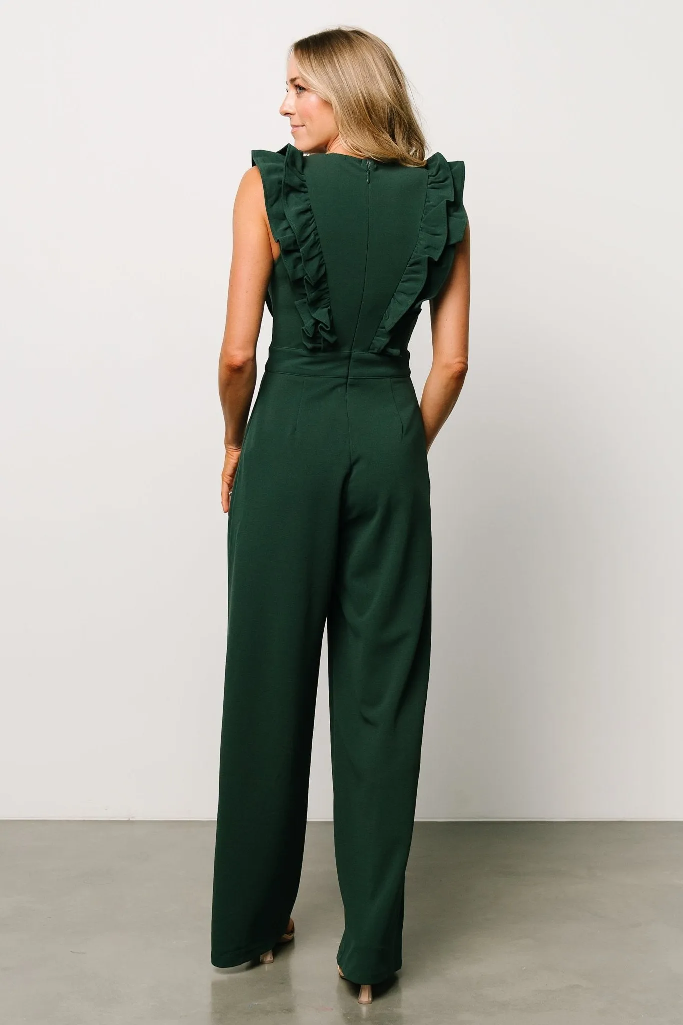 Descanso Ruffle Jumpsuit | Dark Green sold by Baltic Born product image thumbnail 5