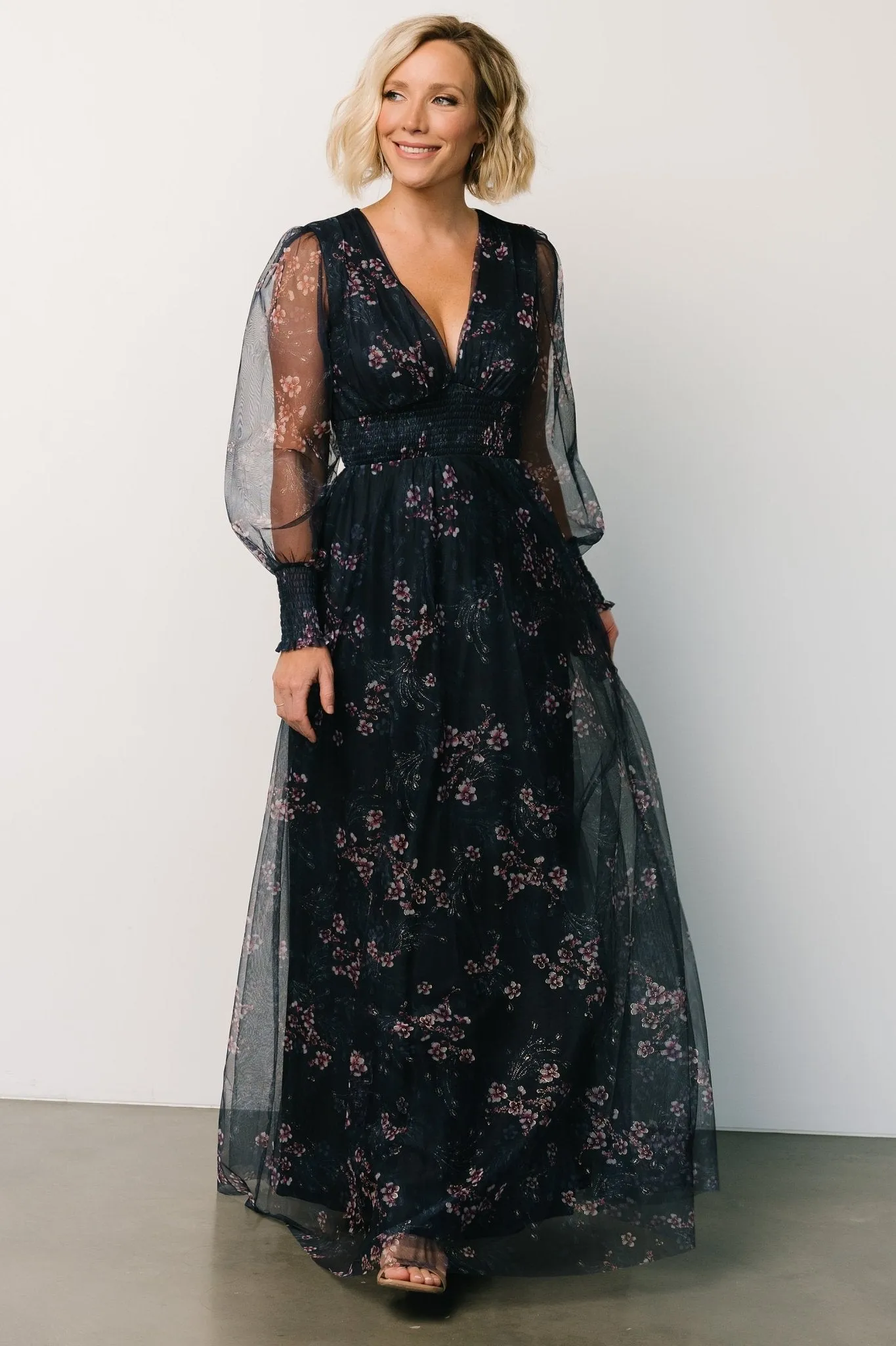 Layla Tulle Maxi Dress | Metallic Blue + Pink sold by Baltic Born product image thumbnail 4