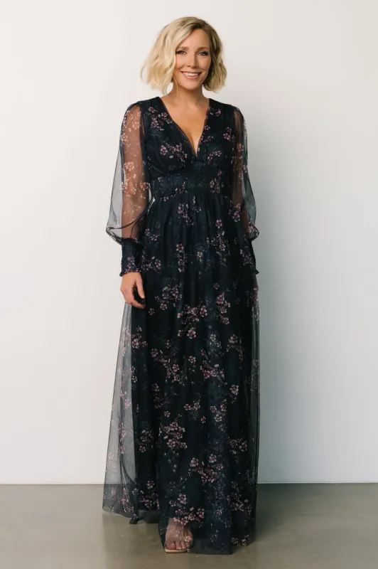 Layla Tulle Maxi Dress | Metallic Blue + Pink sold by Baltic Born