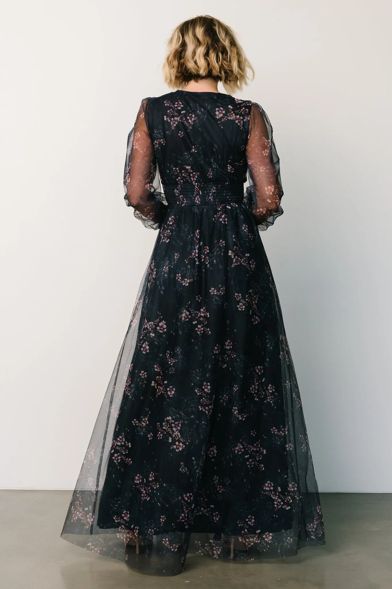 Layla Tulle Maxi Dress | Metallic Blue + Pink sold by Baltic Born product image thumbnail 5