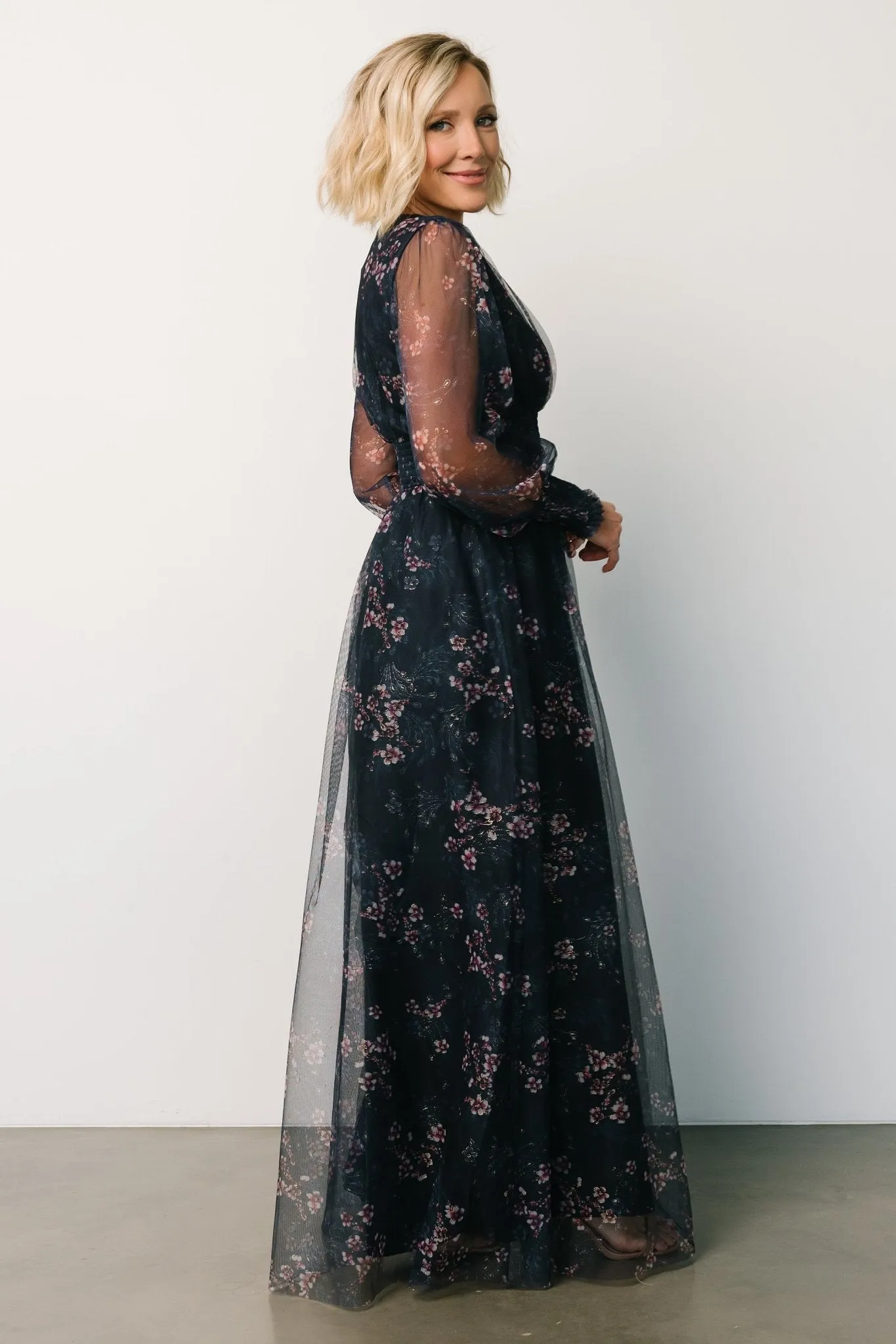 Layla Tulle Maxi Dress | Metallic Blue + Pink sold by Baltic Born product image thumbnail 3