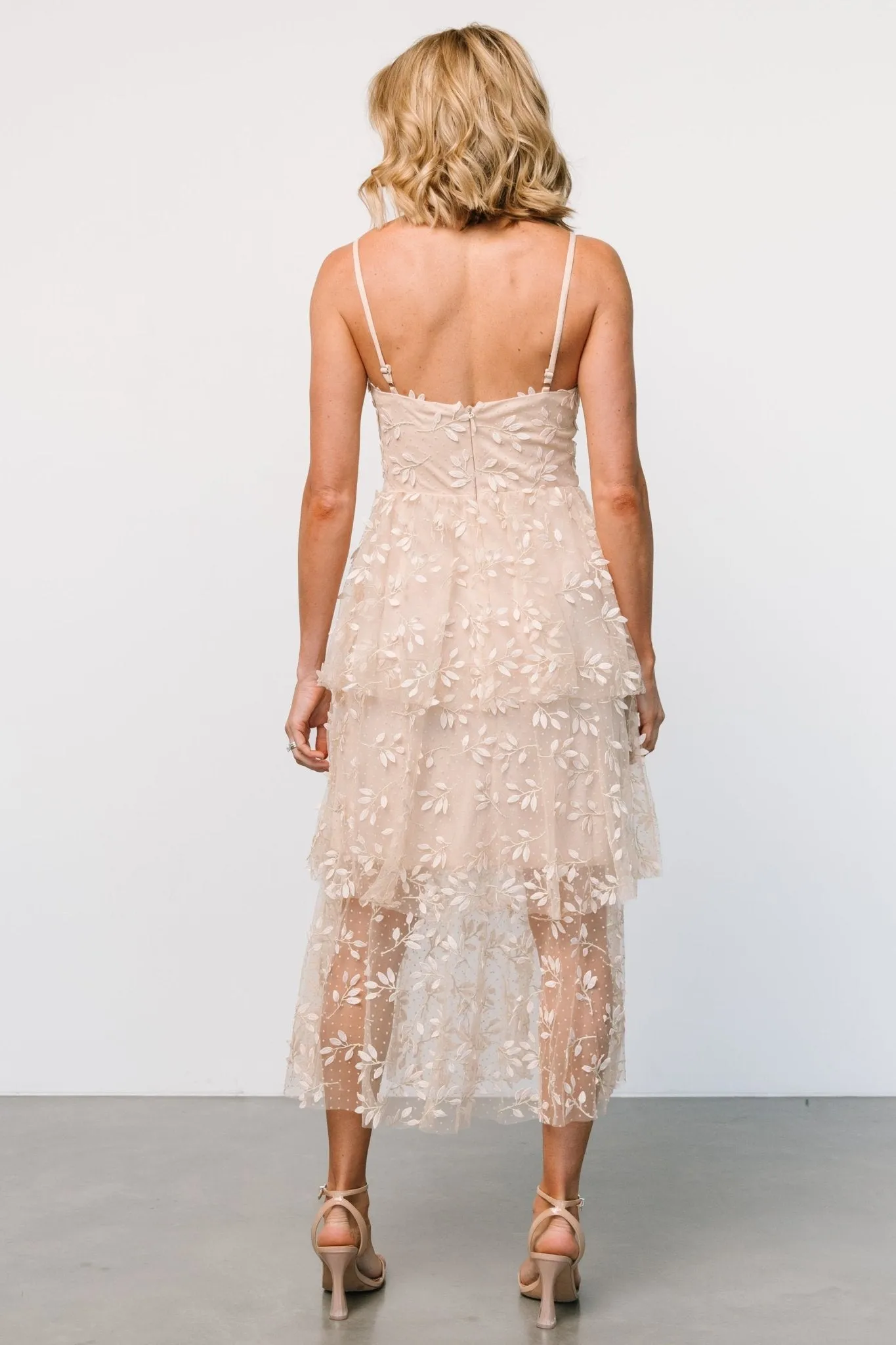 Anavi Tiered Midi Dress | Champagne sold by Baltic Born product image thumbnail 5