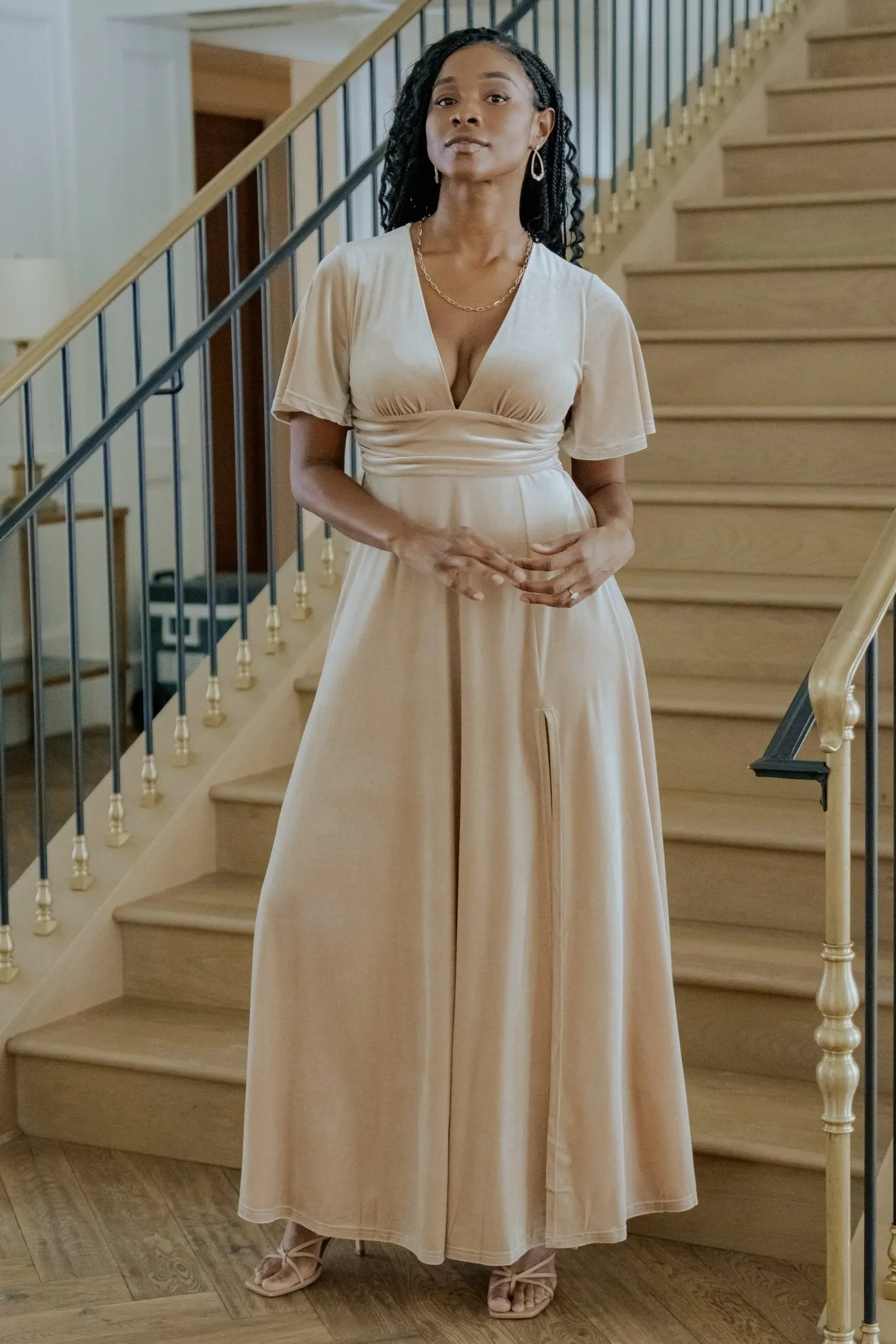 Berenice Velvet Maxi Dress | Champagne sold by Baltic Born