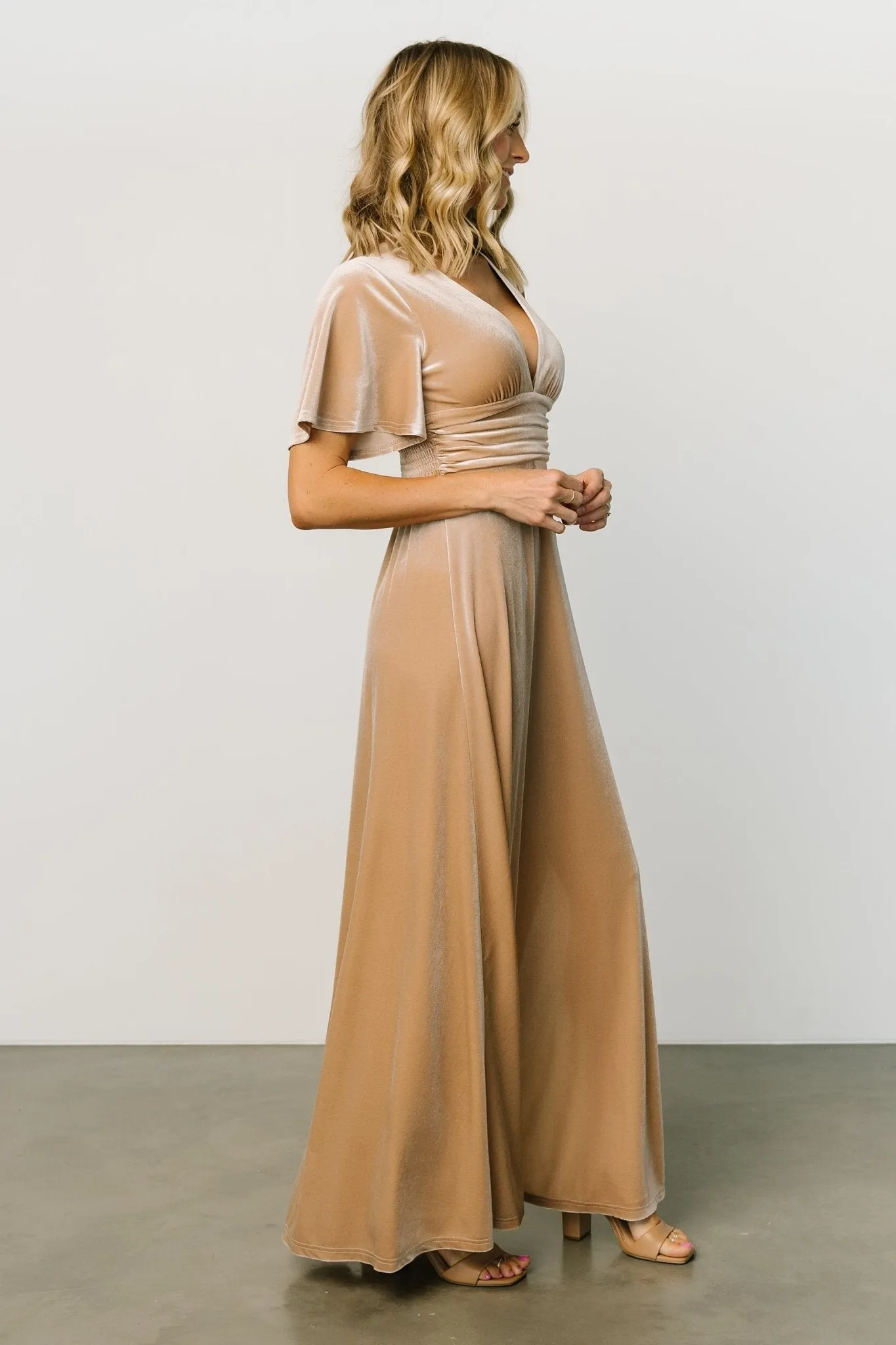 Berenice Velvet Maxi Dress | Champagne sold by Baltic Born product image thumbnail 5