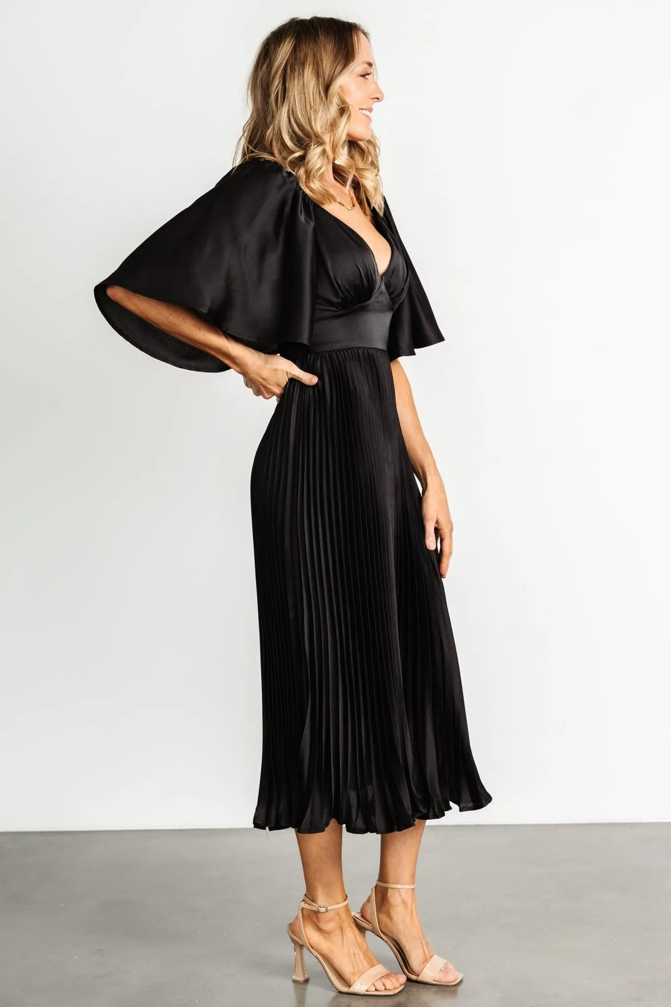 Aubree Pleated Dress | Black sold by Baltic Born product image thumbnail 3