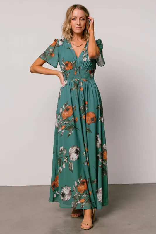 Birdie Maxi Dress | Eucalyptus Floral sold by Baltic Born