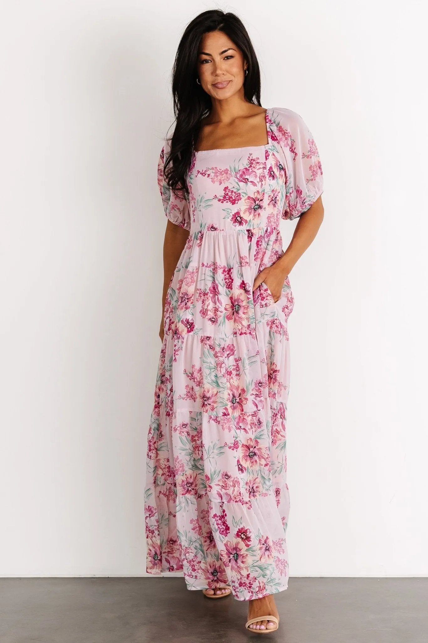 South of France Maxi Dress | Blush Floral sold by Baltic Born