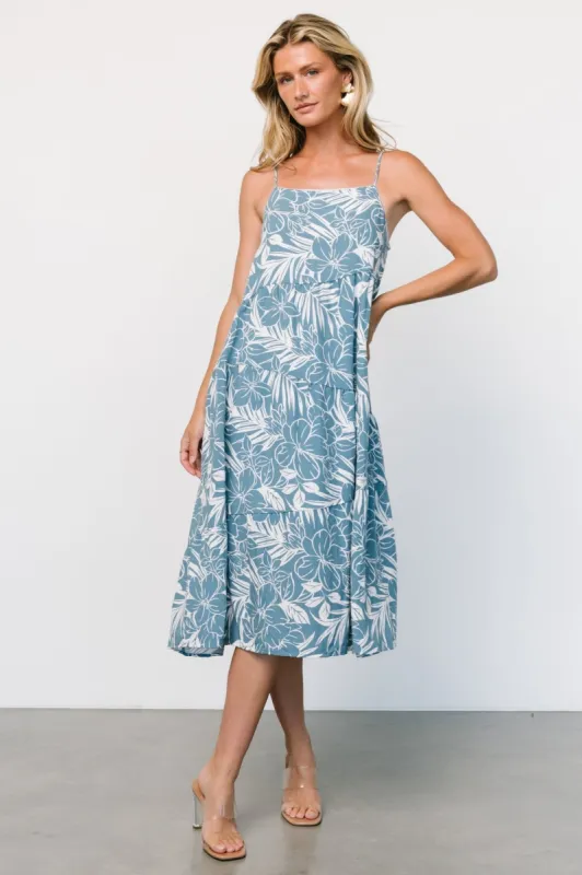 Sonora Midi Dress | Dusty Blue Print sold by Baltic Born