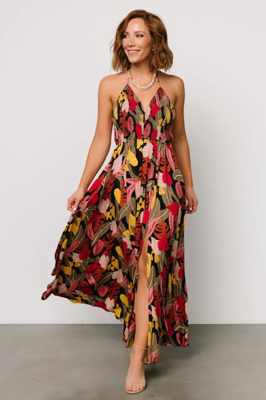 Kota Halter Maxi Dress | Navy Multi Print sold by Baltic Born