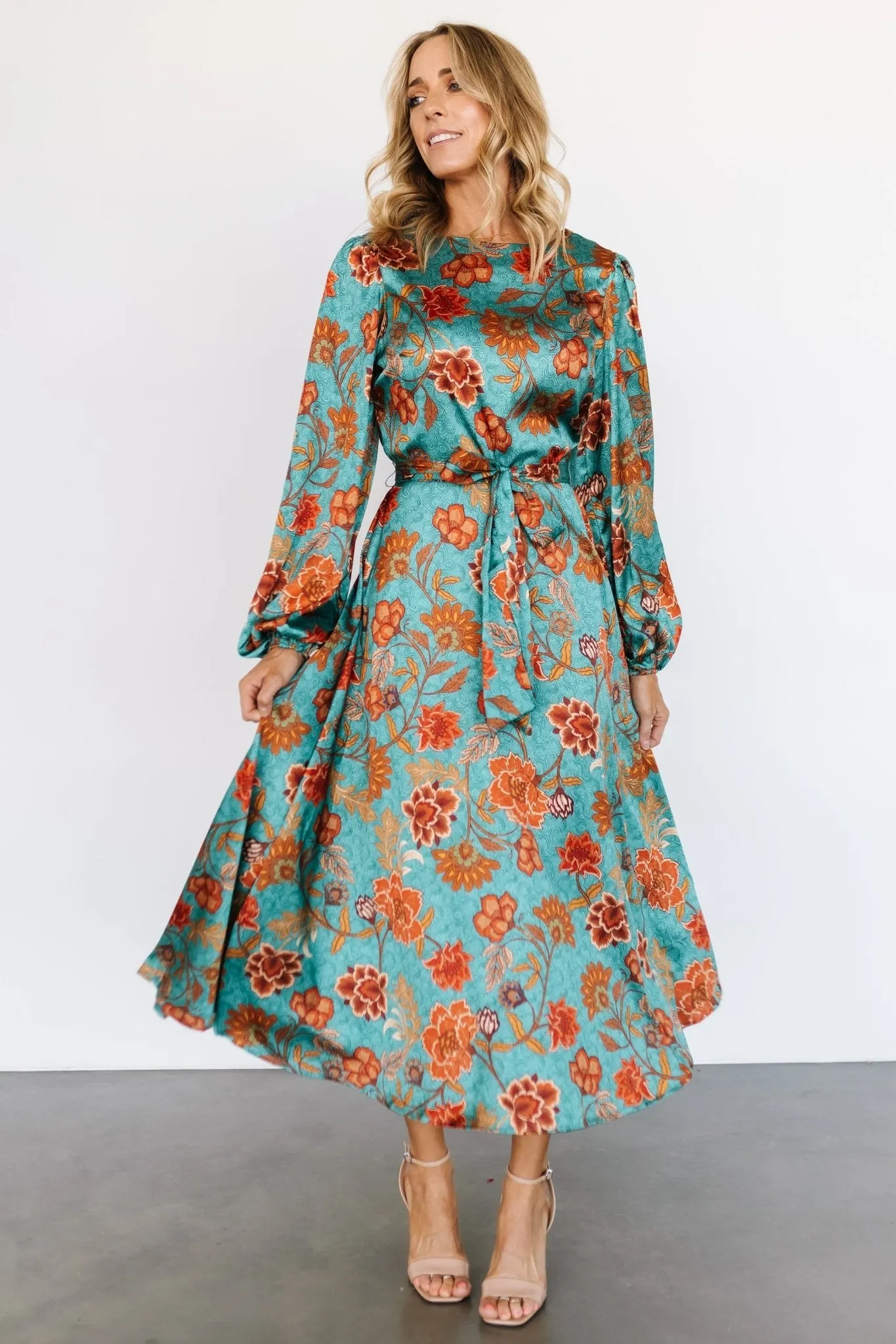 Jezebel Long Sleeve Dress | Teal + Rust sold by Baltic Born product image thumbnail 5