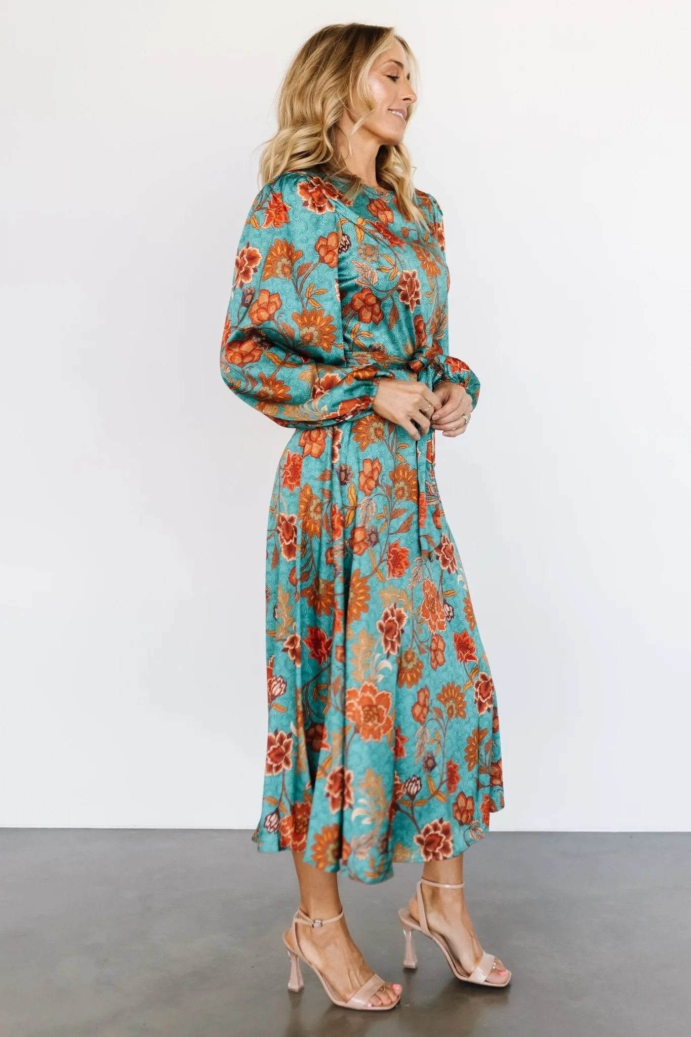 Jezebel Long Sleeve Dress | Teal + Rust sold by Baltic Born product image thumbnail 3